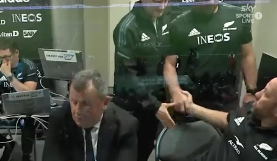 All Blacks coaches in awkward handshake moment after win over Argentina
