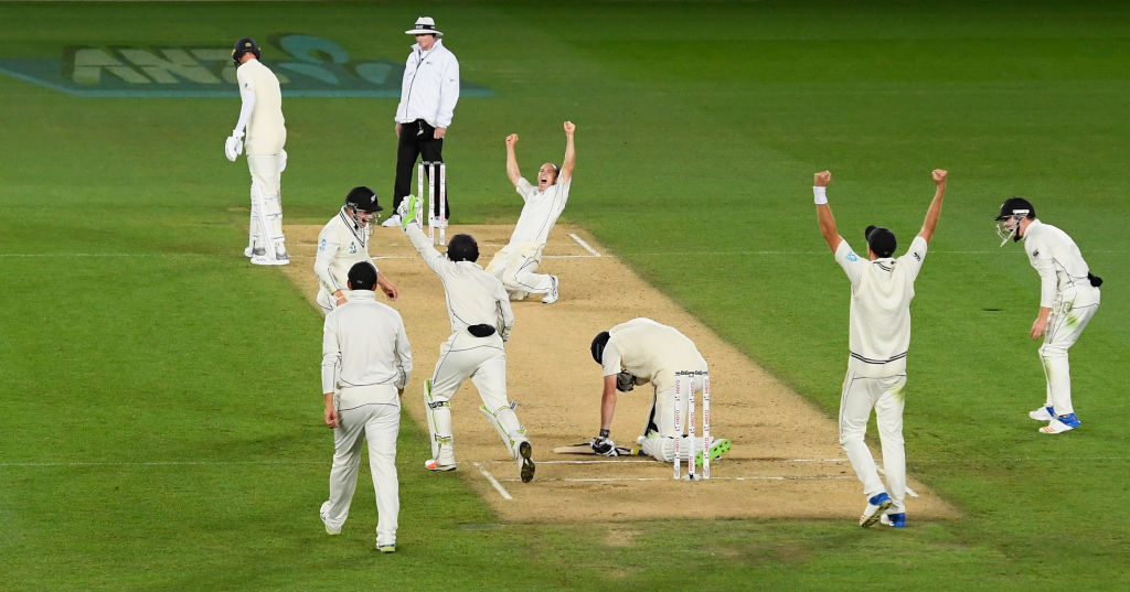 Hear G Lane's call of the Blackcaps victory in the Pink Ball Test