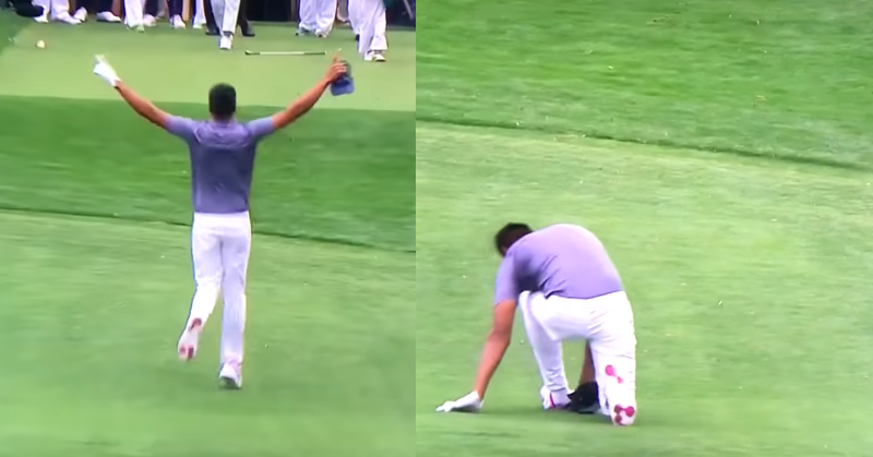 Guy dislocates ankle celebrating Hole In One at Masters
