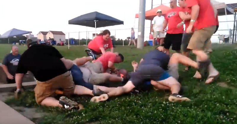 Watch this massive brawl between dads at kids softball game