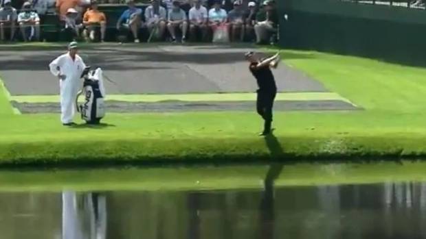 Check out this unbelievable "bouncing bomb" trick shot at the Masters
