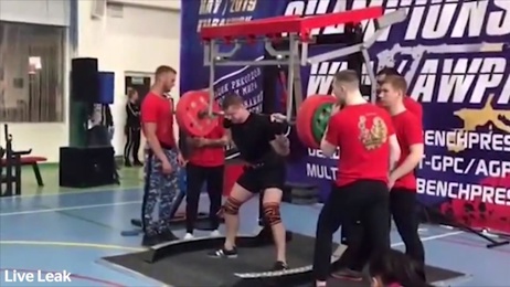 Russian weightlifter's leg snaps as he attempts to squat 250kg