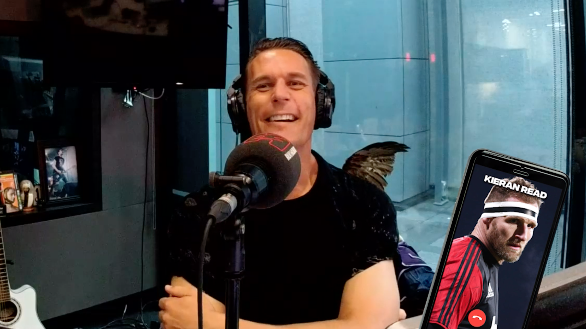 Matt & Jerry congratulate Kieran Read on winning the Super Rugby title before the Final...