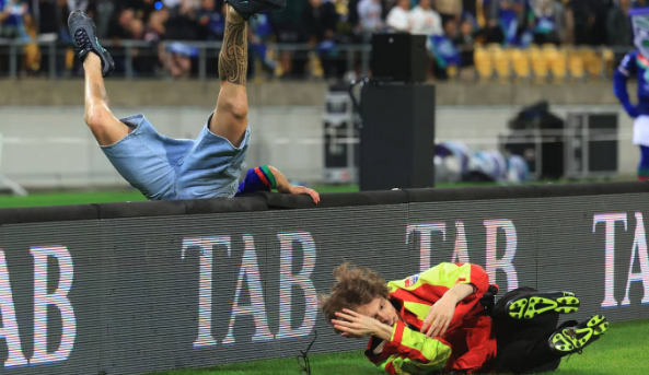 Sky Stadium executive calls for harsher penalties for pitch invaders after 13 arrested